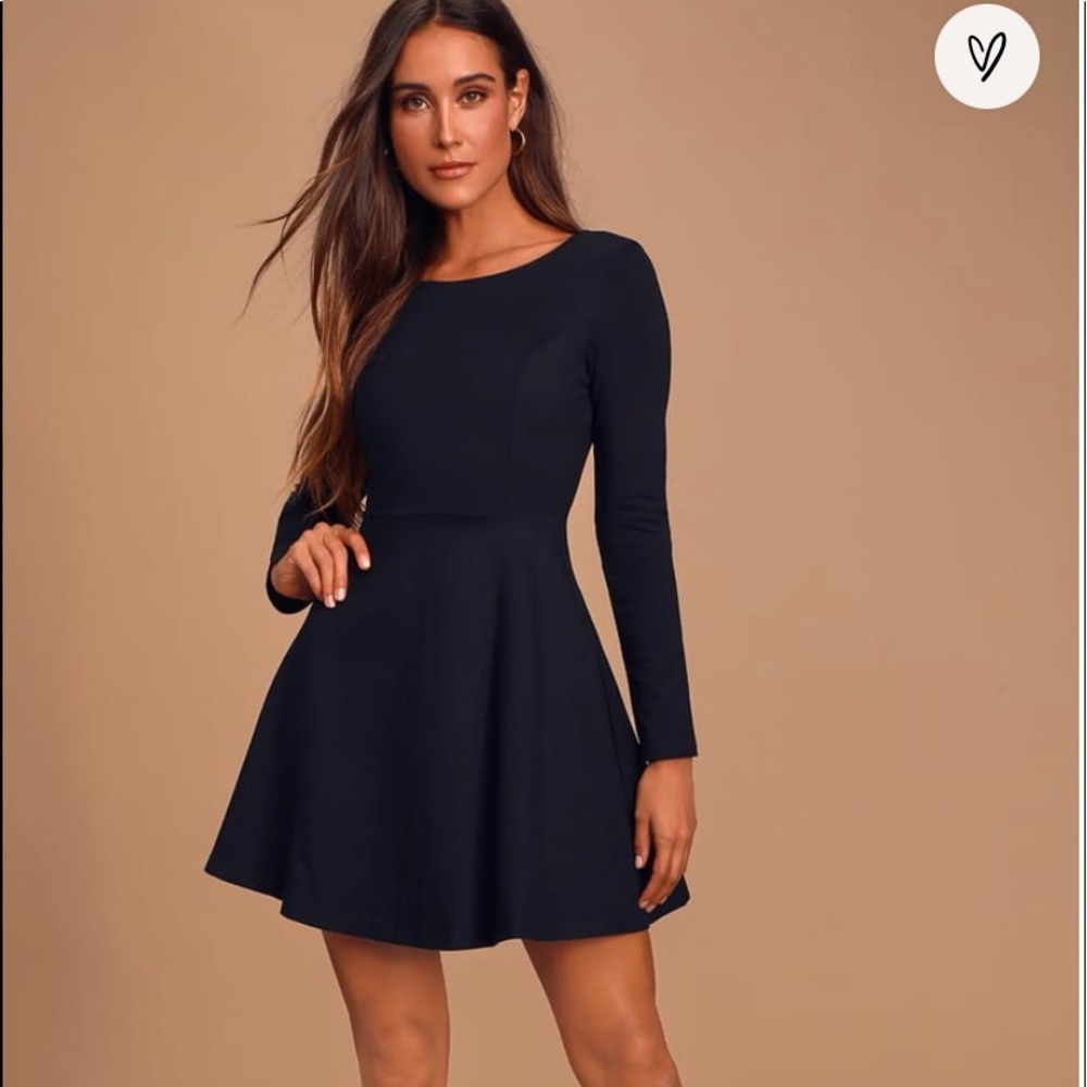 Long sleeve black cocktail dress